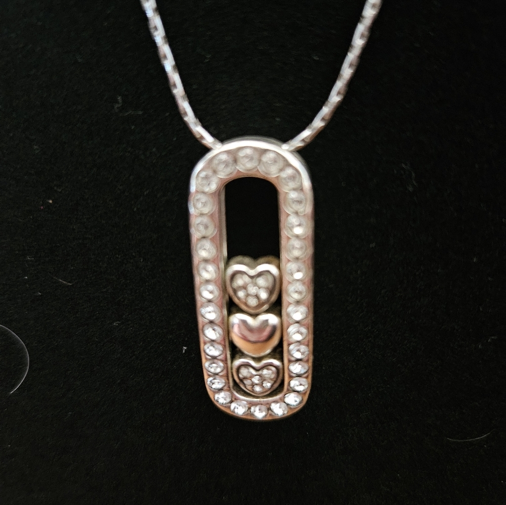 Brighton Silver Crystal Heart Drop Necklace - Picture 3 of 4